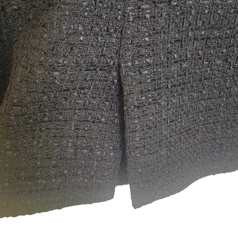 Zara Double Breasted Tweed Black Blazer with Gold Buttons Size Medium